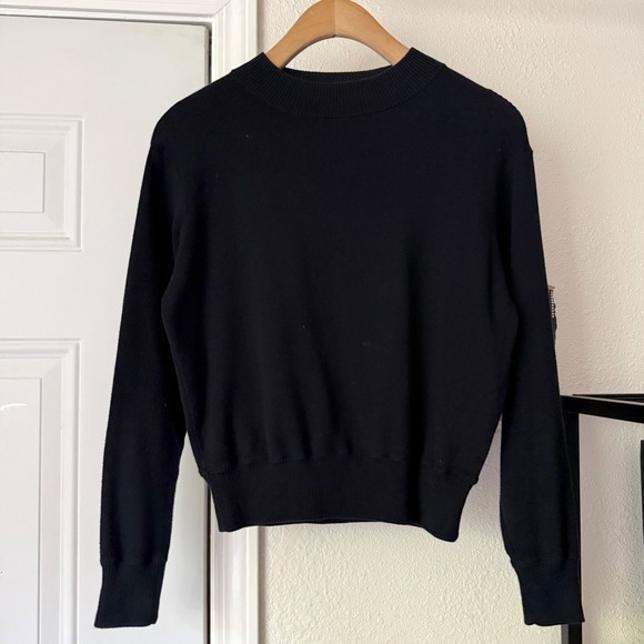 Entireworld. Sweaters - ENTIREWORLD black cotton boxy cropped long sleeve pullover sweater